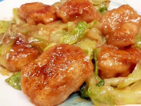 子供が喜ぶ(^^)鶏むね肉とレタスのマヨ照り焼き♪